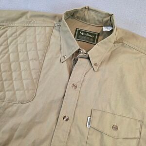 McAlister Vintage Mens XL Khaki Short Sleeve Shooting Shirt Quilted Pad USA Made